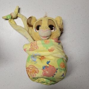 Adorable Disney Simba Lion Plush Toy In Blanket Bag. EUC LION KING